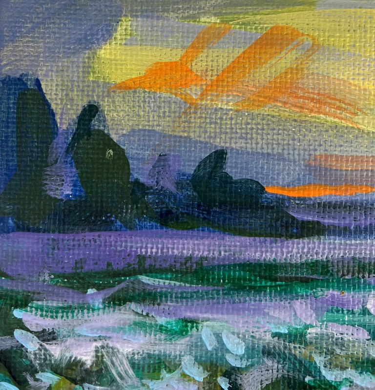 Acrylic Painting Sunset And Chamomile Field M. Patskan Original nAAA4873 gallery
