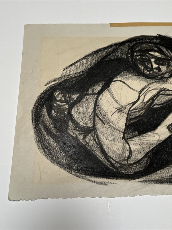 WALTER PEREGOY PAINTING DRAWING WORKER MAN INDUSTRIAL PICKAXE MID CENTURY CUBISM gallery