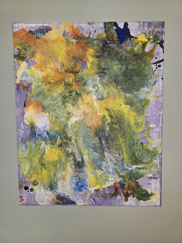 Unique Handmade Pour Art Artpiece 30 x 24 Inches Read Description