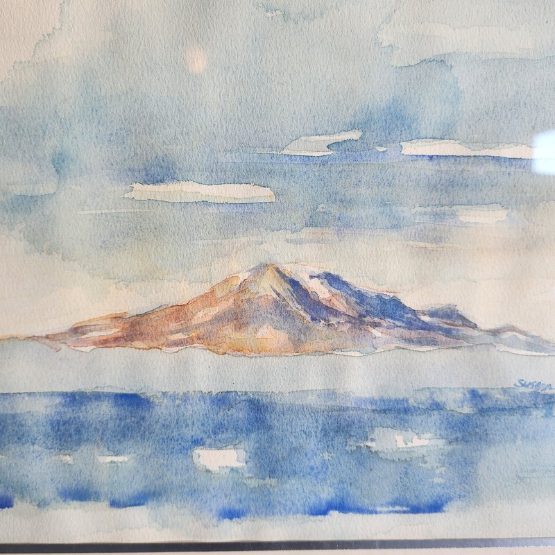 Original Mt Hood Oregon Watercolor Painting Signed Framed PNW Mountain Landscape gallery
