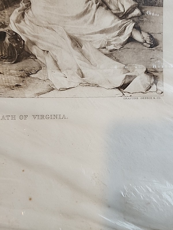 Antique Art Print from 1800's, paper, Original etching print, Death Of Virginia gallery