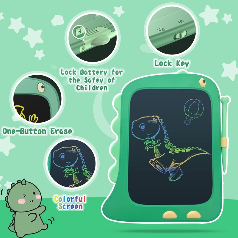 8.5" LCD Doodle Board - Green Dino Drawing Pad for Kids 2-6, Xmas/Bday Gift gallery