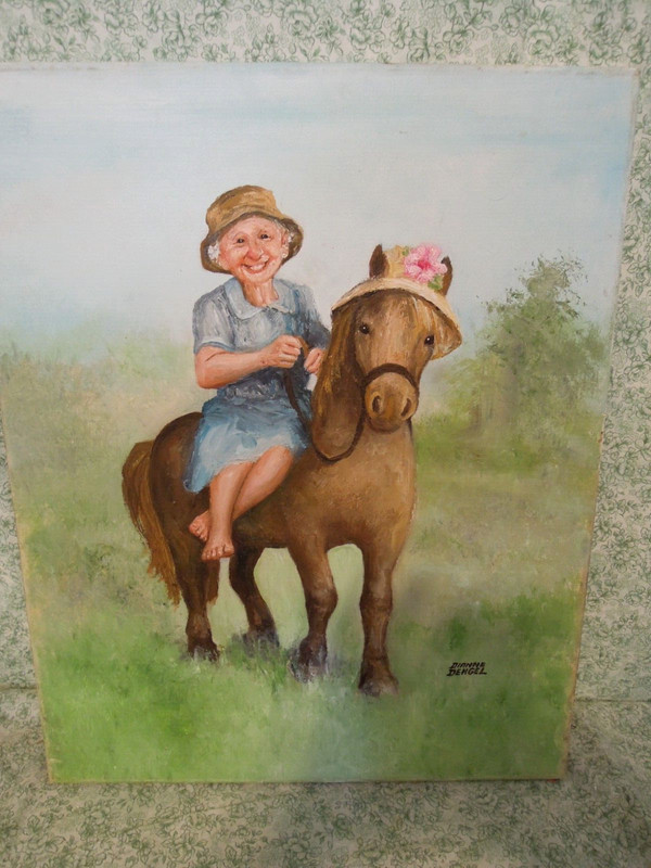 den-573 Dianne DENGEL OOAK oil painting «GENTLE RIDER» 20 x 16