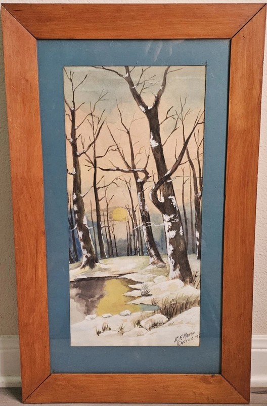 Antique Painting Signed «R.F. Maupin Easter 1927» Art Is 19 X 10 & Frame 26 X 16