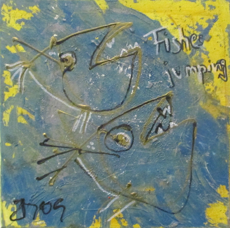 Pisces with teeth zodiac sign 30×30 animals orig sign acrylic/LW ZM art milling