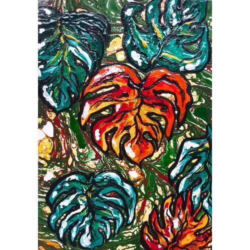 ACEO Original Leaves Abstract Pop Art Card Styles Hand Painting Acrylic NEW OOAK