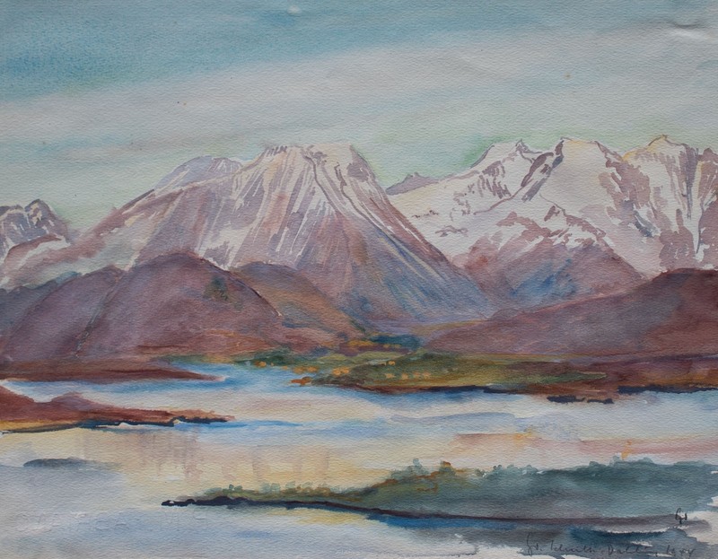 Gerhard Schulte-Dahling Norway Landscape Fjord Signed Watercolor 1944