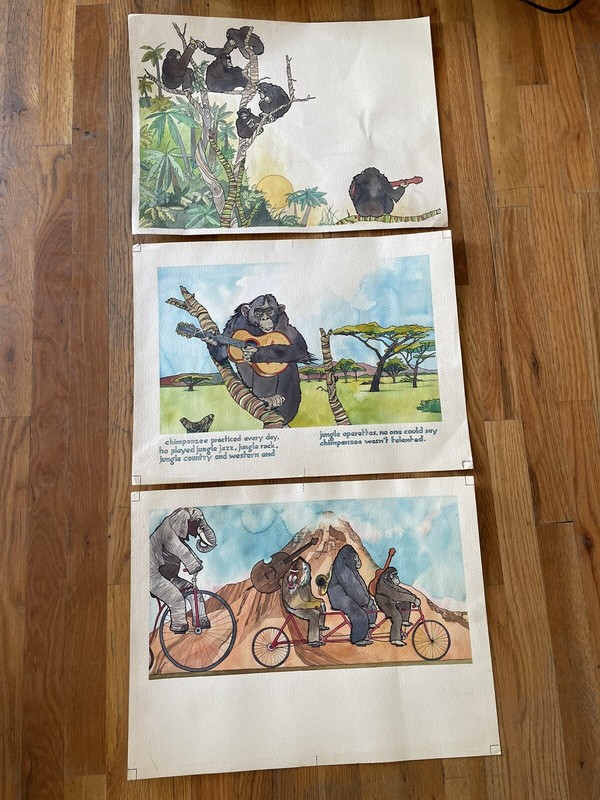 Children’s Book Ink & Water Color Original Painting Stills Music Animals Nursery