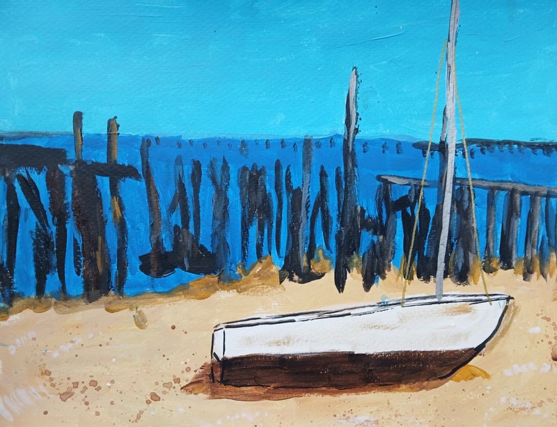 Abstract/Impressionism 11x14 Provincetown Docks Cape Cod original Art Painting gallery
