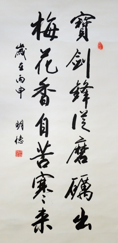 Chinese Calligraphy by Mingde Sun 孙明德 书法  Size 54” x 27” (138cm x 68cm)
