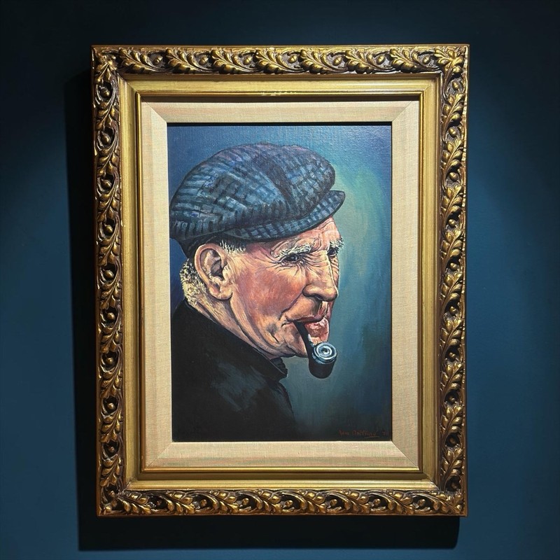 Vintage Original Oil Painting Gentleman Signed Oeffling 1970 Ornate Gilded Frame