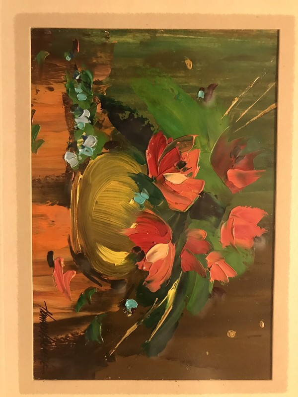 Vintage Framed Floral Oil Painting by Noted Artist Howard Karmel