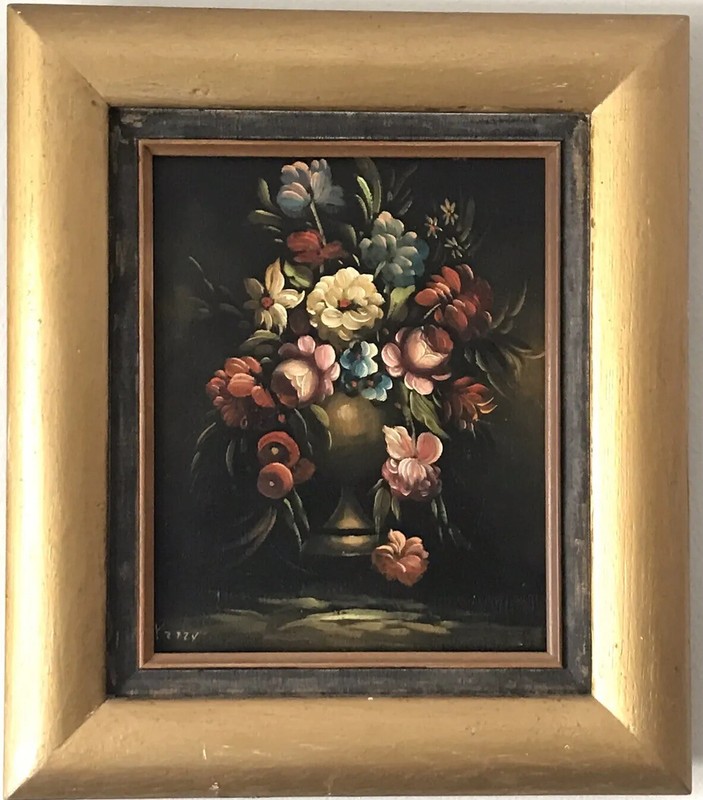 ANTIQUE STILL LIFE IMPRESSIONIST OIL PAINTING OLD VINTAGE MODERN FLOWERS ROSES