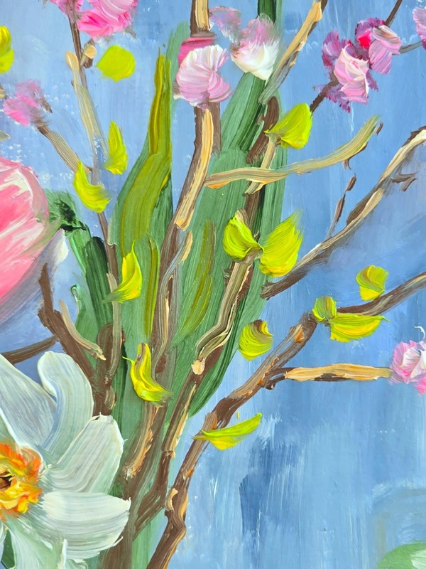 Tulips Flowers Oil Painting 15x20cm Vase Bird Bottles Painting on Painting Board gallery
