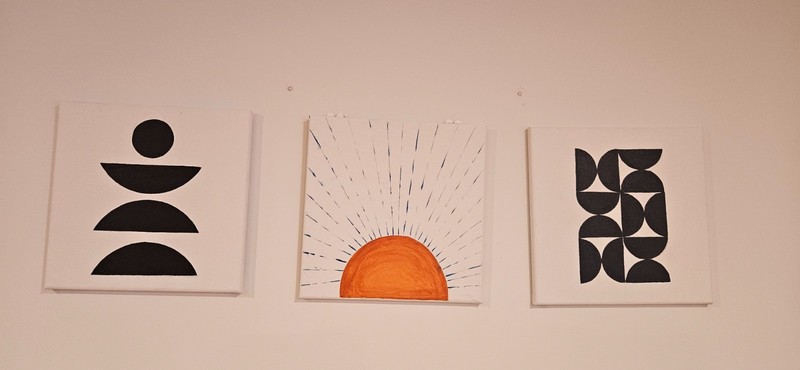 Geometric Shapes Acrylic hand Painting Modern Art Wall, 3 piece, 12 × 12 size