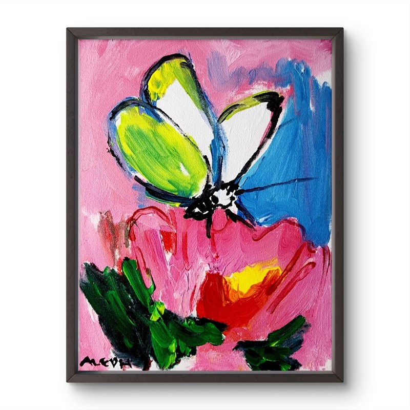 Aleph Original Abstract Butterfly 8×10 Modern Wall Art Painting Canvas Signed