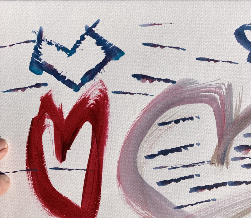 Original Art Hearts Abstract Loose Modern 11x14 by VLong gallery