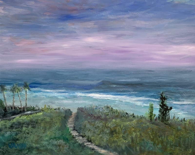 ORIGINAL NEW SEA PAINTING - OIL ON CANVAS BY GINA VANN 16in x 20in UNFRAMED 2023