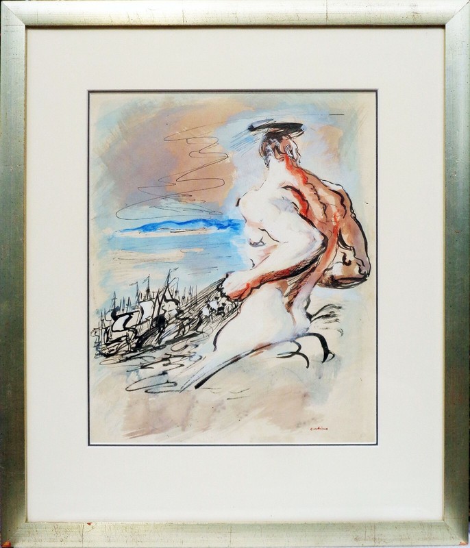 Nude Male GULLIVER’S TRAVELS original ILLUSTRATION gouache JON CORBINO, N. A.