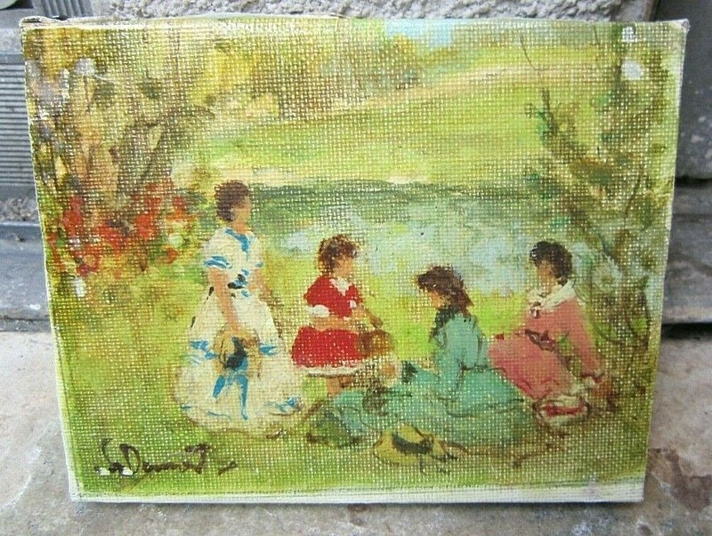 EUGENIO ALVAREZ DUMONT ORIGINAL 1864-1927 5" x 4" OIL ON CANVAS 10" x 9" FRAME gallery