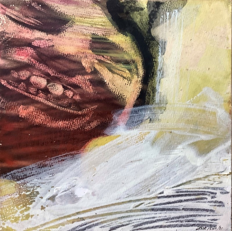 Jesse De Los Rios. Painting. Untitled, 1981. Original signed. Mixed media