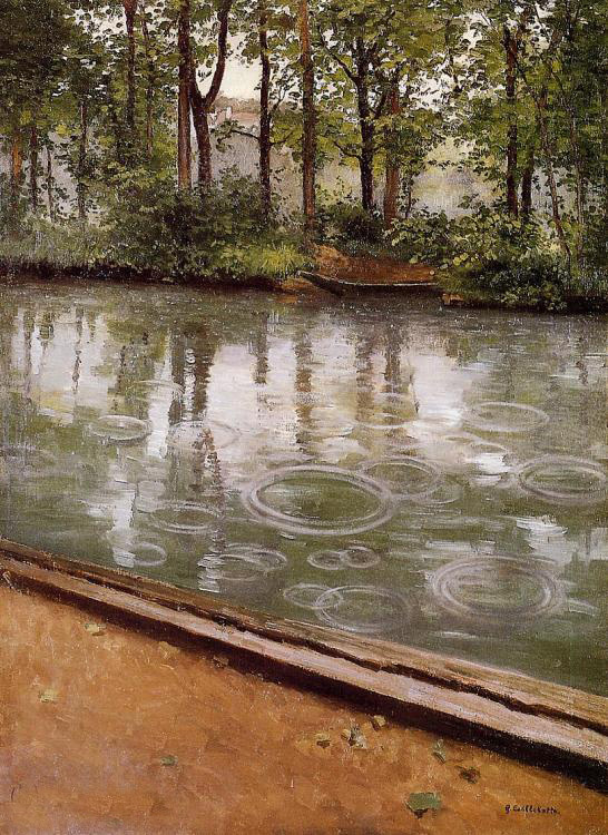 High-quality oil painting Caillebotte, Gustave – The Yerres, Rain summer river