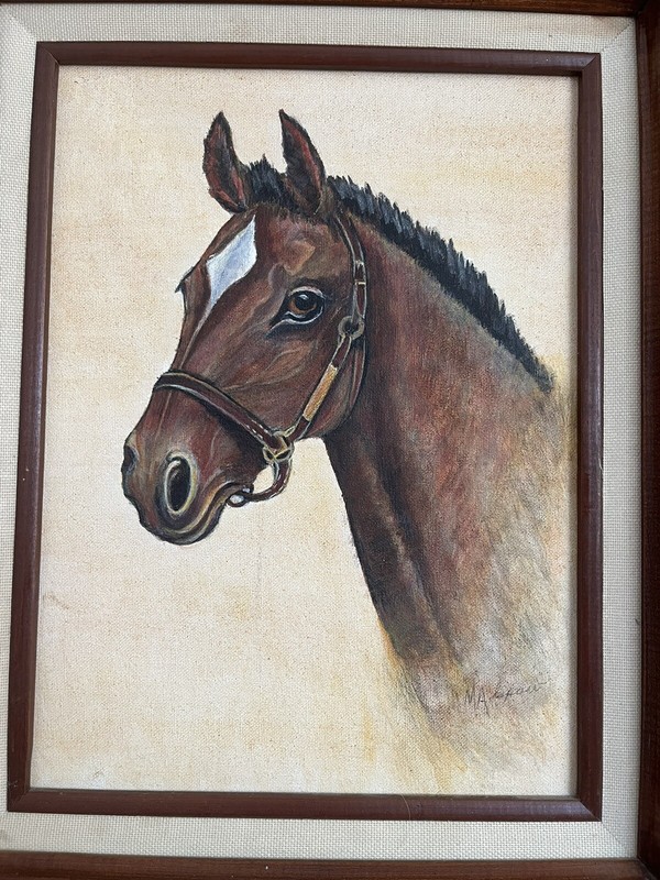 Horse Foal Original Painting Farmhouse Art Animal Artwork Framed 9"x12" Framed gallery