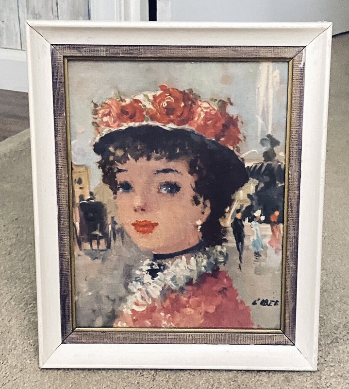 L’Abee signed 20th C Young French Girl Print? Les Belles de Paris