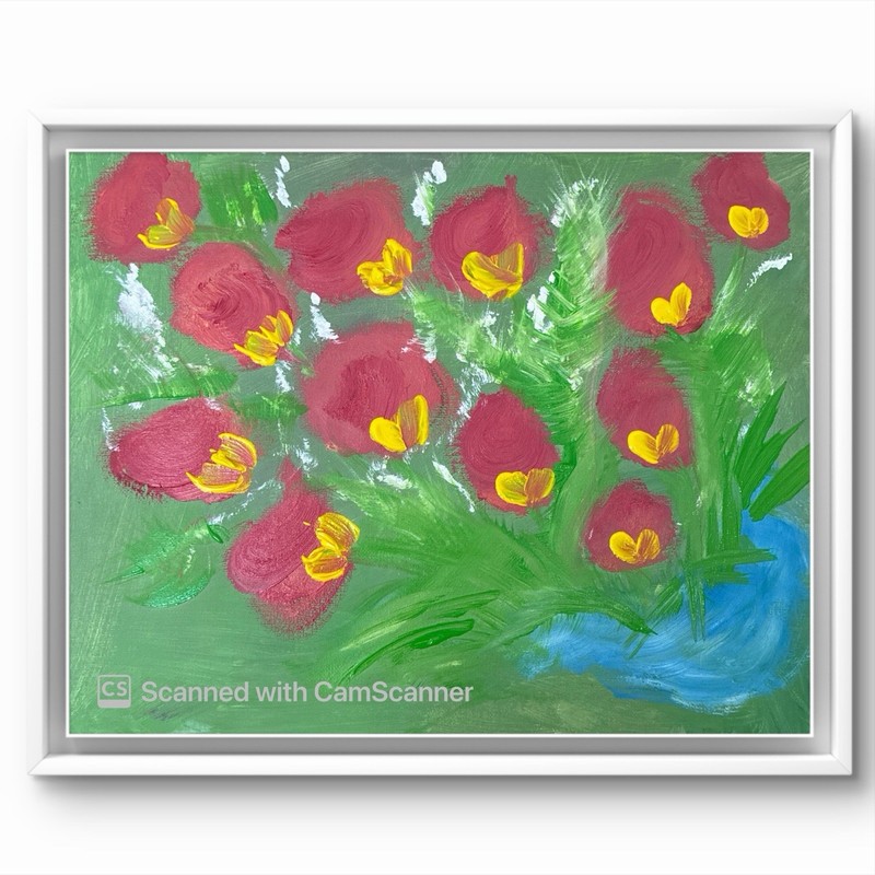 BLESSED#1406 Roses Heart Flowers Bi-Directional 11×14 Original Art Canvas Board