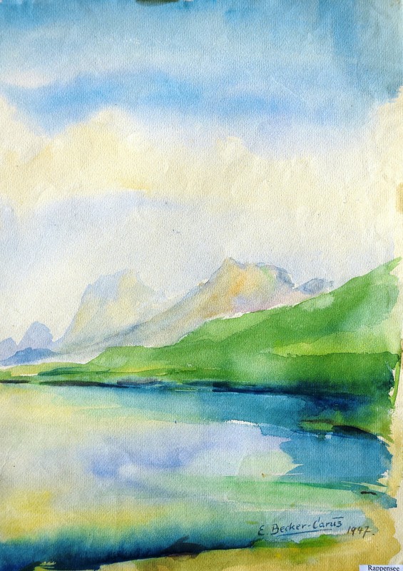 Ewald Becker-Carus 1902-1995 Hamburg/watercolor 1947 Rappensee Oberstdorf Allgäu gallery