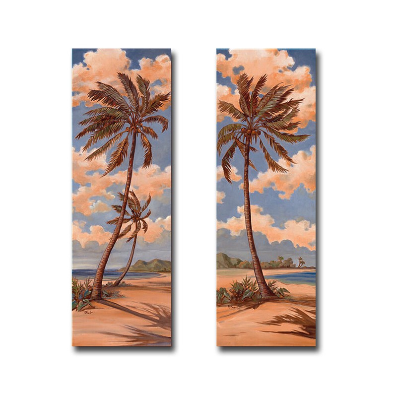 Palm Breeze by Brent 2-pc Gallery Wrap Canvas Giclee Art Set (24 in x 8 in Each)