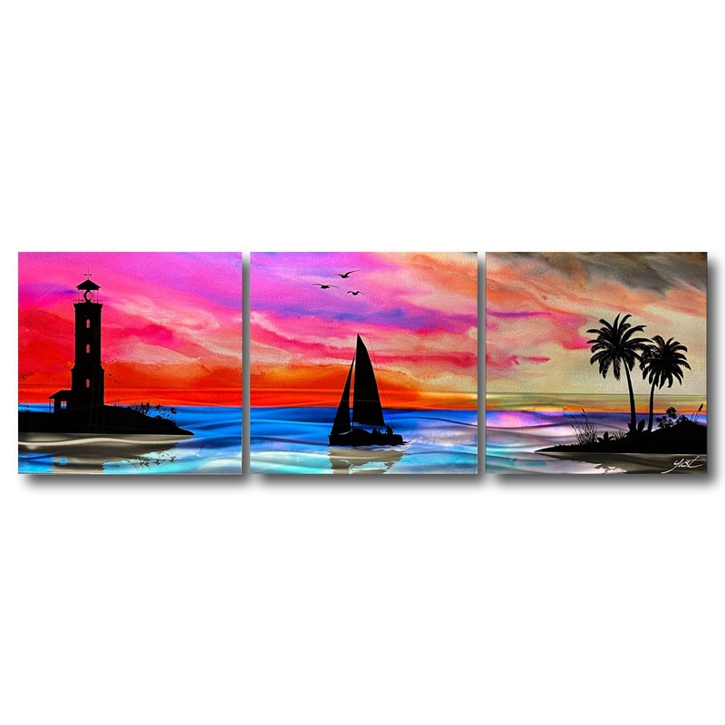 Nicholas Nick Yust Metal Wall Art Tropical Escape Ocean Painting 2021 Original