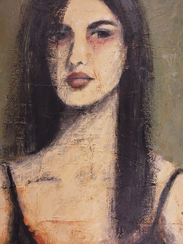 Original Female Portrait Mixed Media Painting - Wall Art Canvas Decor 16X20 gallery