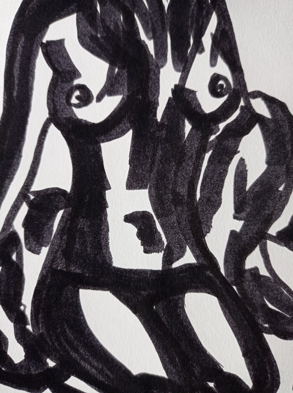 Original Drawing Erotic Female Body Graphics Art Sketch Marker Illustration 8х6" gallery