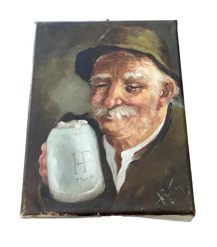 Original Painting-Bavarian Man-HB/Hofbräuhaus Brewery München-Signed