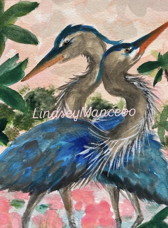 ORIGINAL Heron Watercolor Painting, Romantic Tropical Bird Art, Rustic Frame gallery