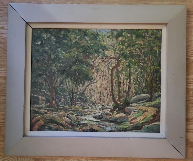 WERNER SEEHOLZER (1904 – 1978) Signed Forest Landscape Oil Painting on Panel