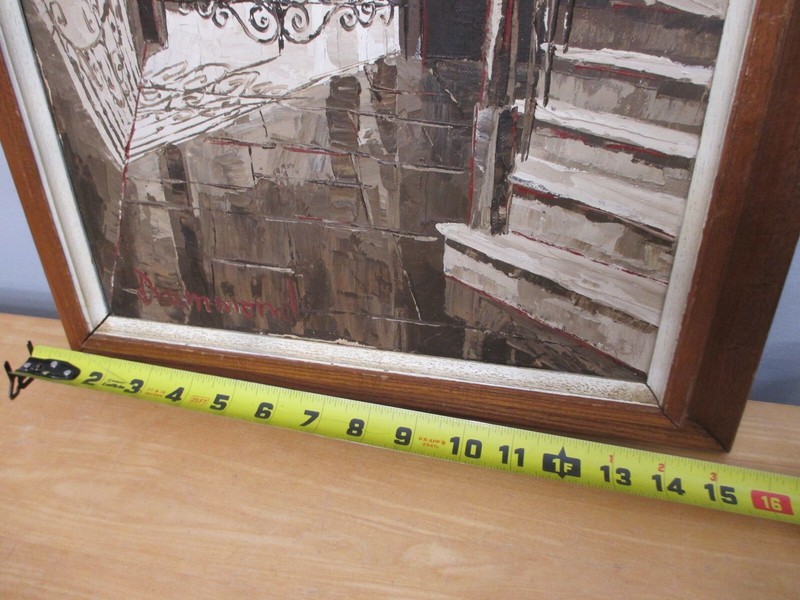 George Drummond Mansfield Original Painting 1967 15 x 27 Framed Spiral Stairs gallery