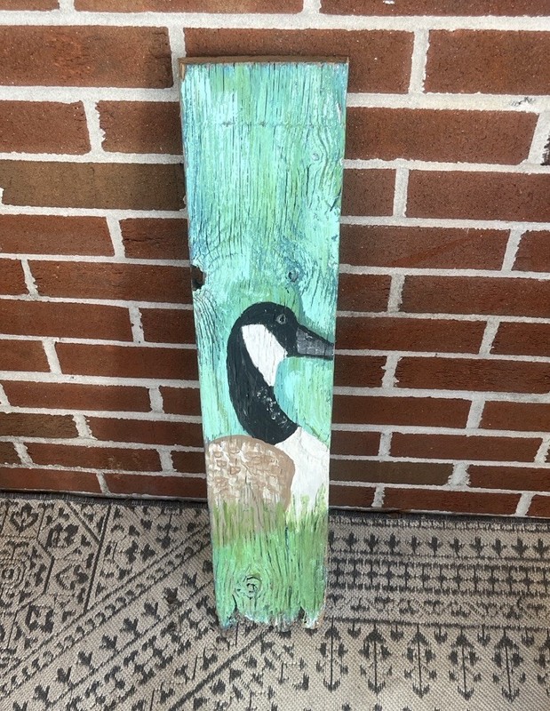 Hand Painted Canadian Goose On Old BarnWood Rustic Art 30” Cabin Lake Lodge Deco