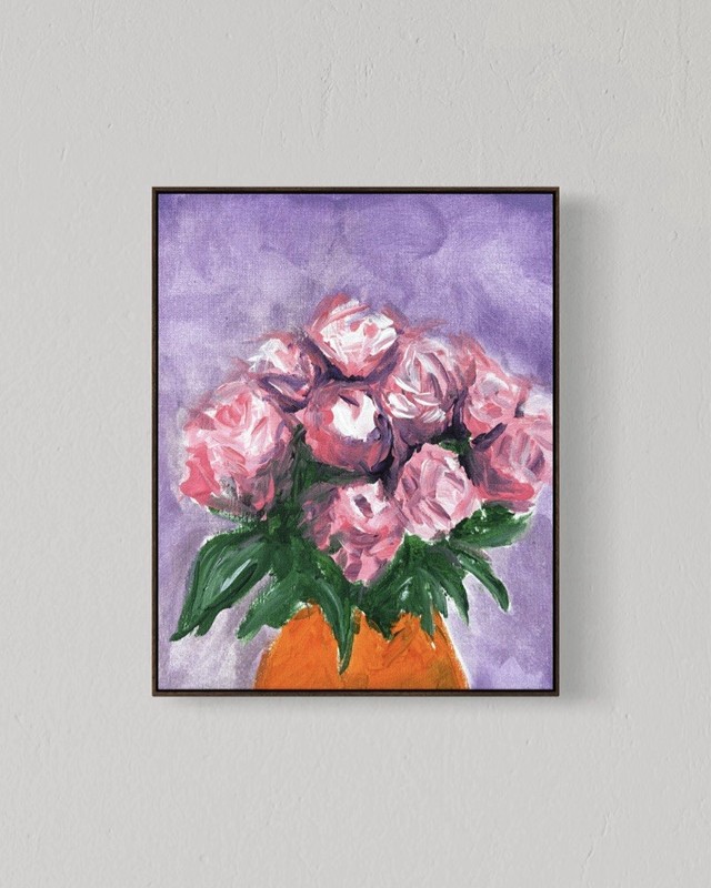 Pink Roses 8×10 Canvas Abstract Colorful Home Wall Original Art