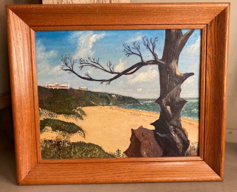 VINTAGE PAINTING OF BAHAMA BEACH BAHAMAS SIGNED EXHIBITED