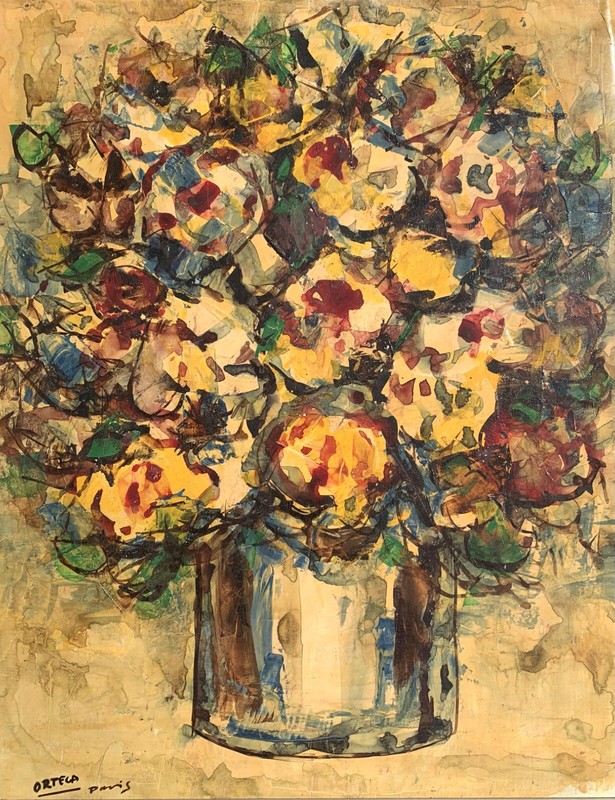 Rafael Ortega (Spanish /French, 1927-2011) Impressionism Mixed Media Painting