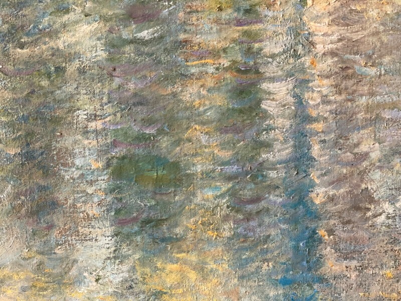 CLAUDE MONET ? 19th - GREAT IMPRESSIONIST ANTIQUE OIL / CANVAS - RIVER LANDSCAPE gallery