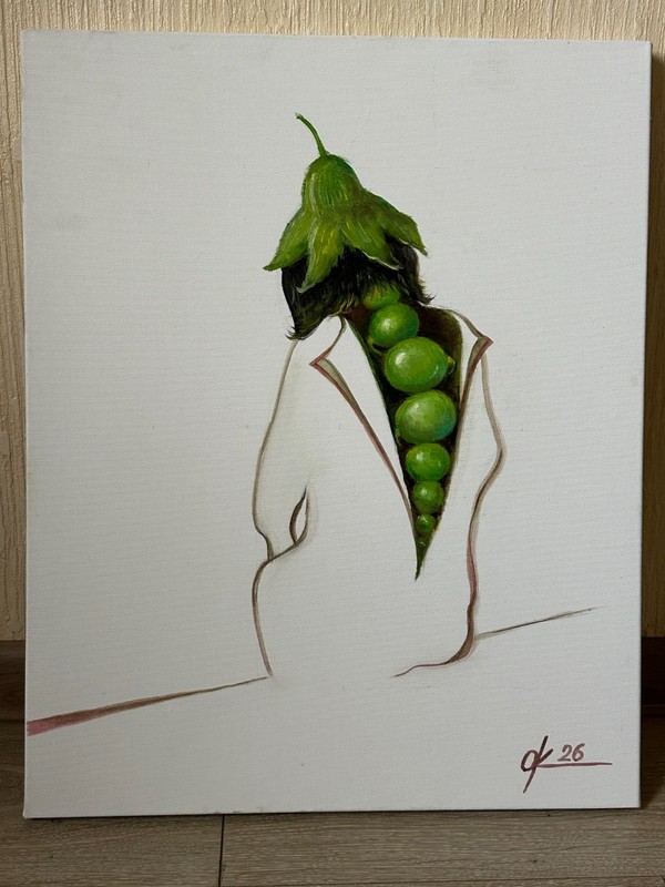 Woman Portrait Surreal strange Oil Painting, Modern Conceptual Art, Minimalism