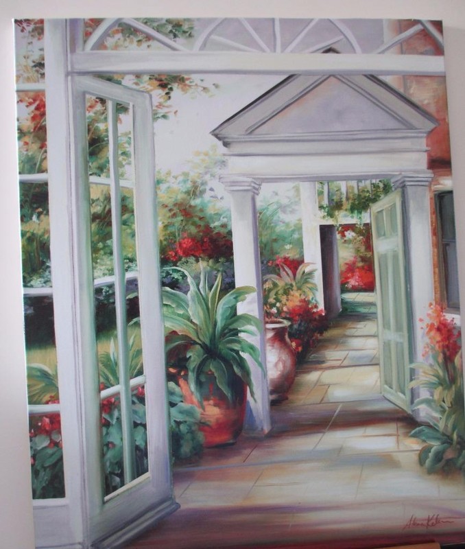 Alexa Kelemen Gateway to Paradise Floral garden pathway HS/# stretched canvas