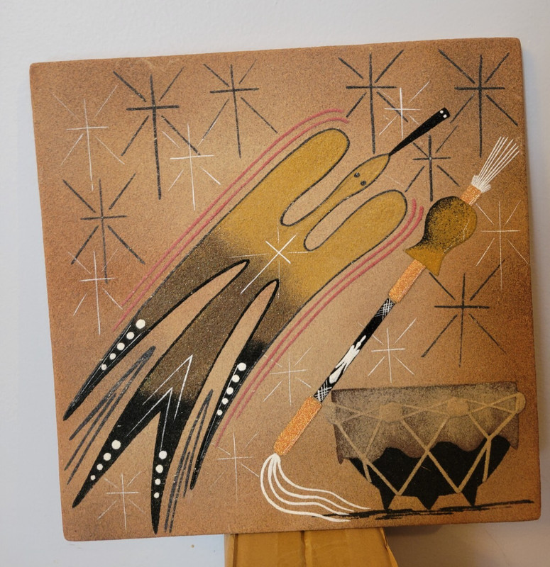 Vintage Navajo Sand Art Painting by Dan Akee 12X12 Signed