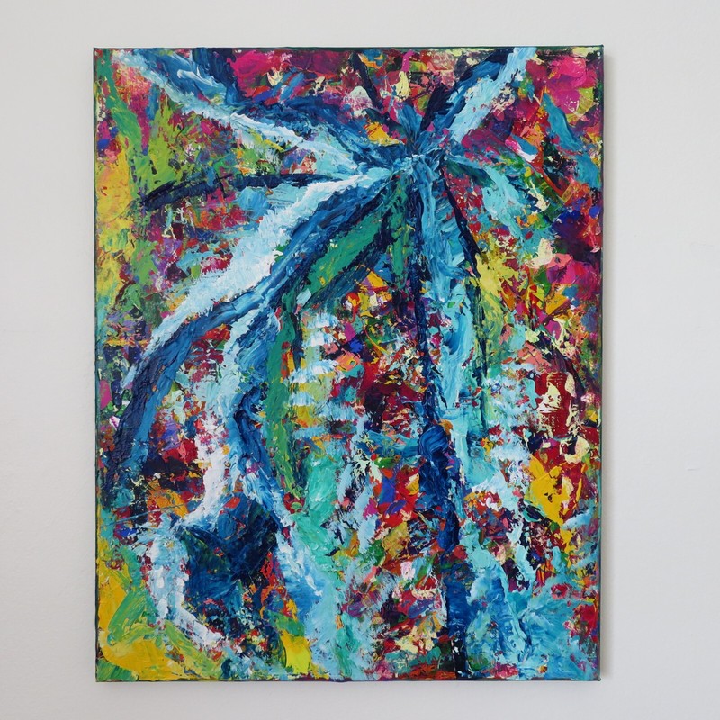 Original Acrylic Abstract Painting on Canvas 16″ x 20″ Signed 2021
