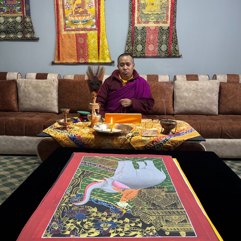 Four Best Friends Thangka, Four Harmonious Animals (Friends) - Handmade gallery