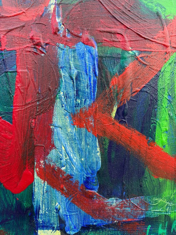 Oil Painting Abstract Composition Modern Art Red Green Blue 56.5X46.5Cm gallery