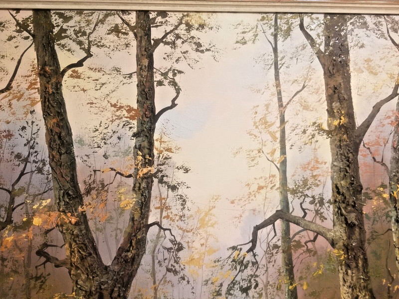 BEAUTIFUL Lg WOODLAND LANDSCAPE O/C TEXTURED PAINTING 3D VON VALLOW AMAZING WORK gallery